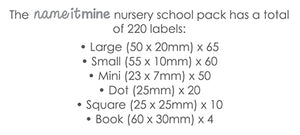 Nursery school pack (220 labels)