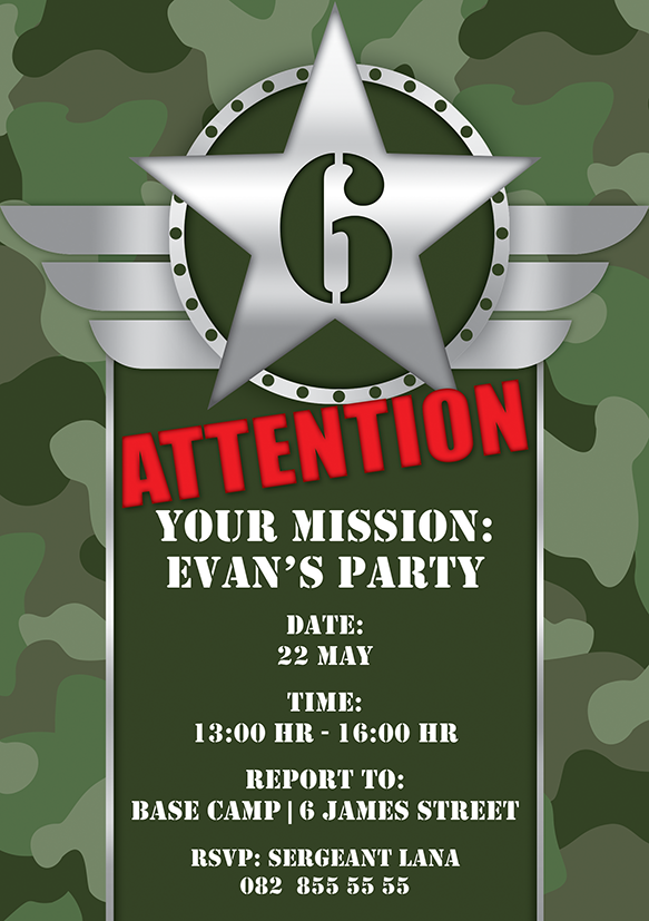 Army party invitation
