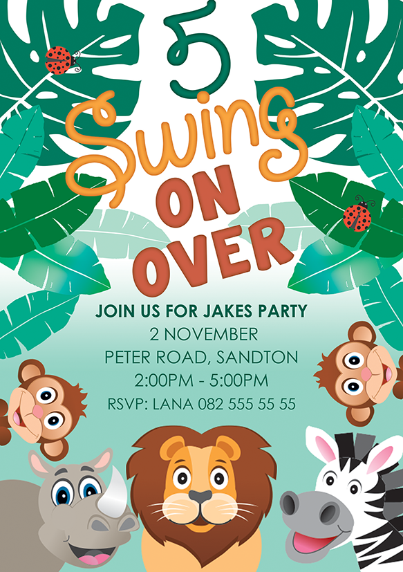 Wild animal party invitation